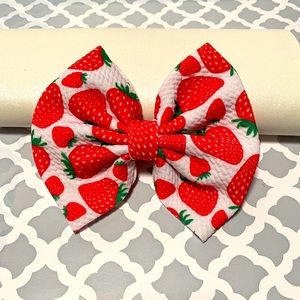 Little girls strawberry summer hair bow